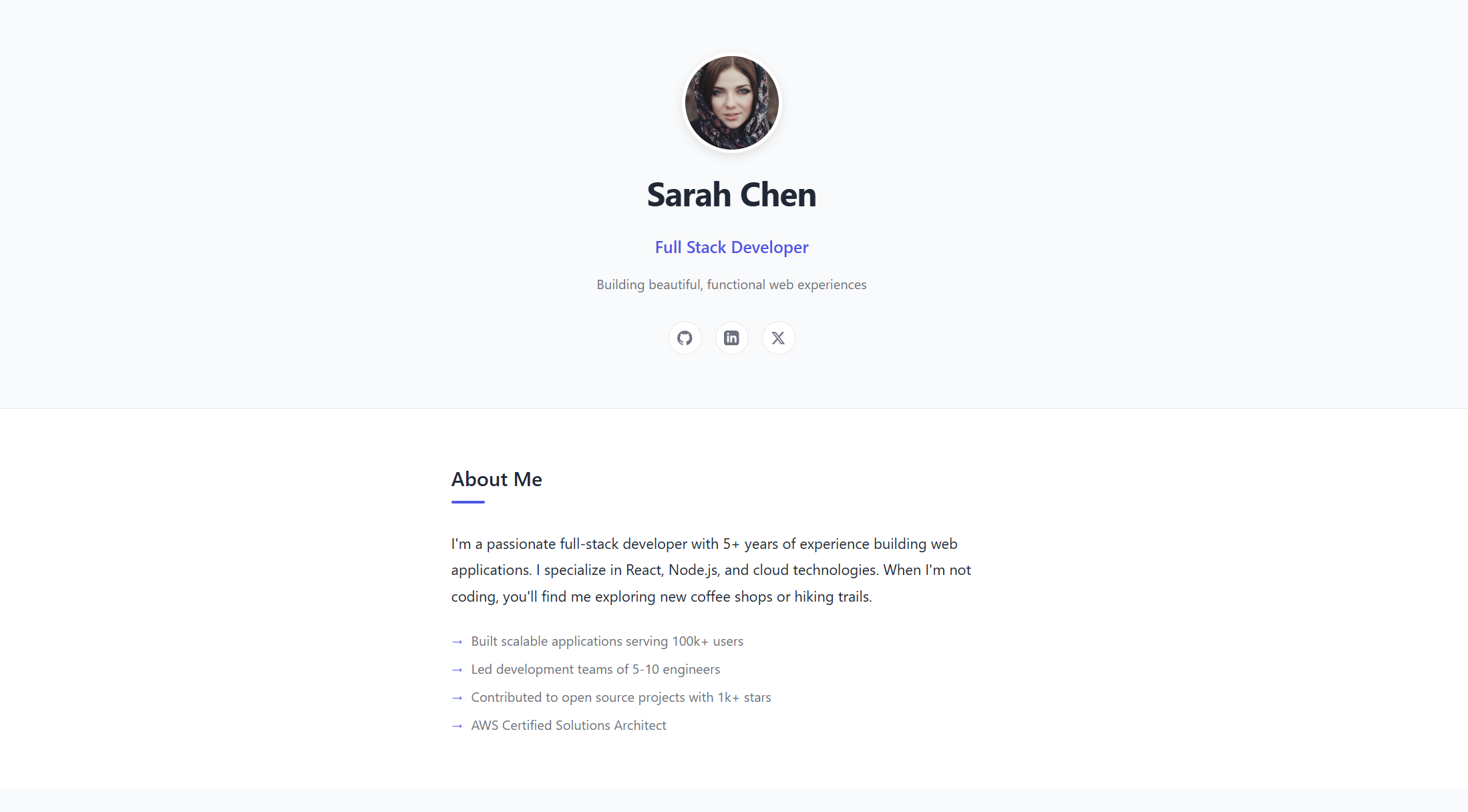 Minimal portfolio template - DesignCraft AI